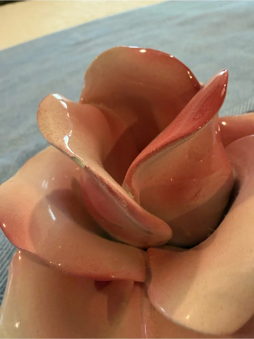 Italian Majolica Rose candle stick holder
